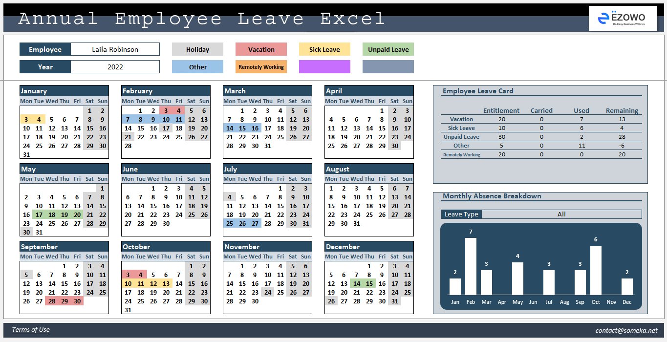 PTO Tracker Excel Template (Spreadsheet) 20192020 Excel124